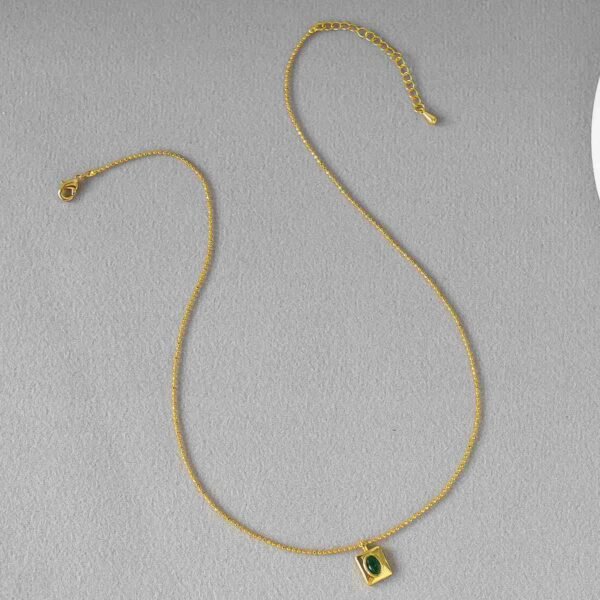 Malachite Square Pendant Necklace - Double Layer Wealth & Protection