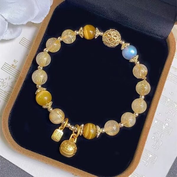 Pixiu Pendant Rutilated Quartz Bracelet for Abundance & Protection