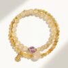 Rutilated Quartz Golden Tigers Eye Amethyst Gourd Bracelet Wealth & Protection