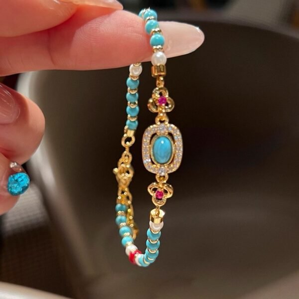 Turquoise Pearl Red Agate Bracelet for Protection & Abundance