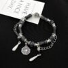 Yin Yang Bagua Silver Pendant Crystal Bracelet for Energy Balance