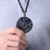 Obsidian Dragon Phoenix Yin Yang Bagua Necklace for Harmony & Protection