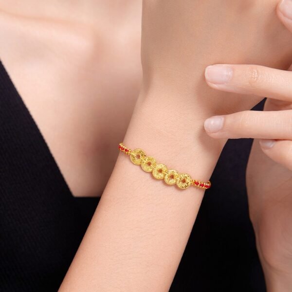Five Emperor Coins Woven Bracelet for Prosperity & Money Circulation