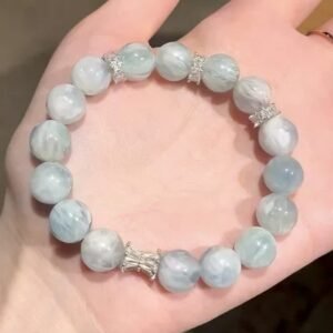 10mm Aquamarine Bracelet - Throat Chakra & Serenity Stone