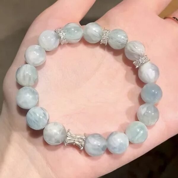 10mm Aquamarine Bracelet - Throat Chakra & Serenity Stone