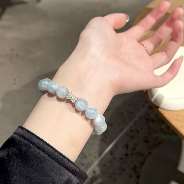 10mm Aquamarine Bracelet - Throat Chakra & Serenity Stone