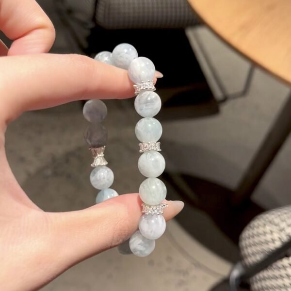 10mm Aquamarine Bracelet - Throat Chakra & Serenity Stone