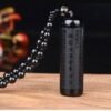 black obsidian 6 Black Obsidian Buddhist Amulet - Heart Sutra Cylinder Pendant for Protection