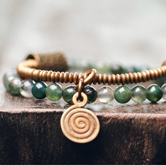 Agate Copper Bead Bracelet for Stability & Energy Flow