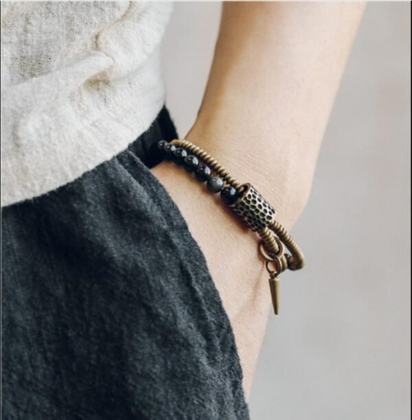 Obsidian Copper Bracelet for Protection & Energy Flow