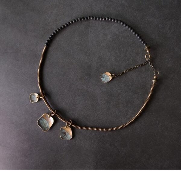 bracelet 2 Volcanic Stone Antique Copper Bracelet for Energy Cleansing