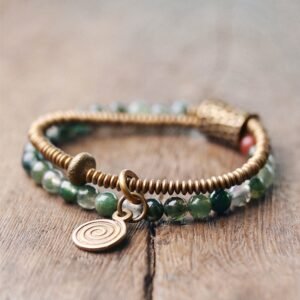 Agate and Copper Bead Bracelet