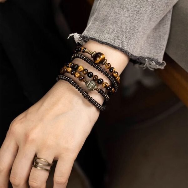 bracelet 2 Tiger Eye Brass Bracelet for Confidence & Protection