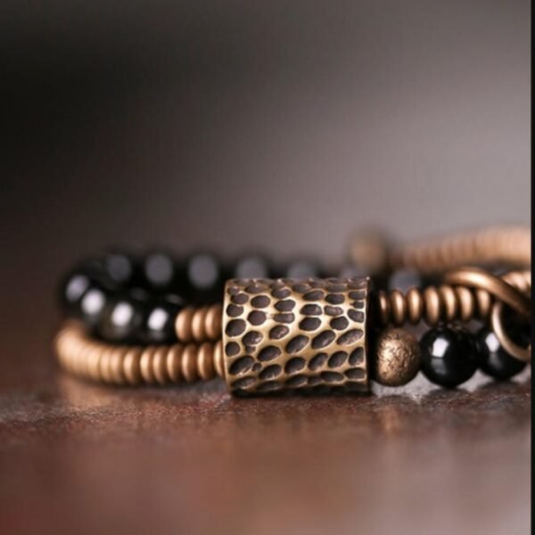 Obsidian Copper Bracelet for Protection & Energy Flow