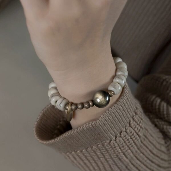 bracelet 3 Tibetan Yak Bone Gold Sheen Obsidian Bracelet with Brass Accents for Grounding & Wealth