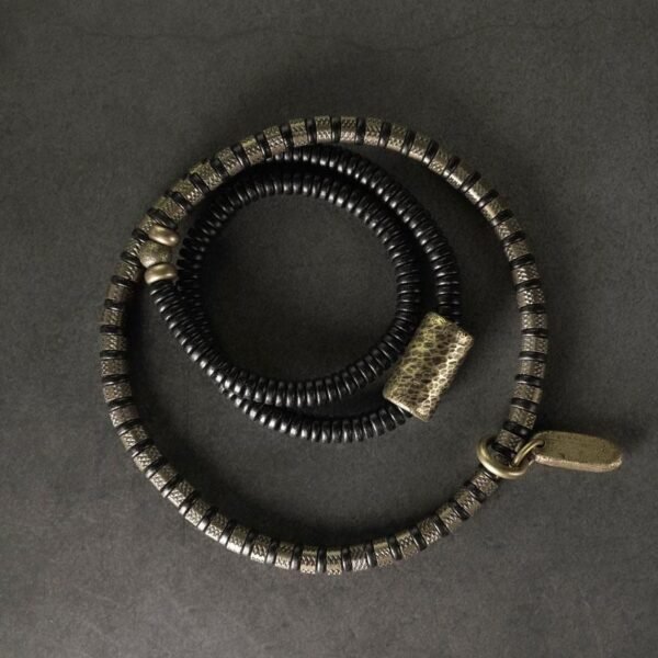 Brass Ebony Wood Bracelet for Grounding & Energy Flow