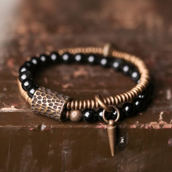 Obsidian Copper Bracelet for Protection & Energy Flow