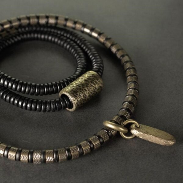 Brass Ebony Wood Bracelet for Grounding & Energy Flow