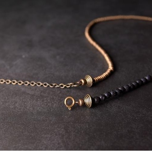 bracelet 4 Volcanic Stone Antique Copper Bracelet for Energy Cleansing