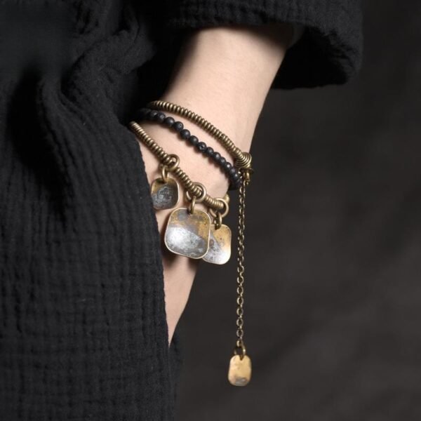 bracelet Volcanic Stone Antique Copper Bracelet for Energy Cleansing