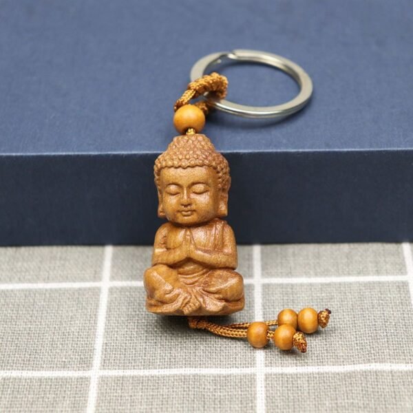 Peach Wood Buddha Guanyin Keychain Set