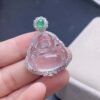White Chalcedony Laughing Buddha Necklace for Peace & Blessings