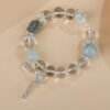 Clear Quartz Aquamarine Bow Bracelet for Clarity & Calm