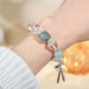 Clear Quartz Aquamarine Bow Bracelet for Clarity & Calm