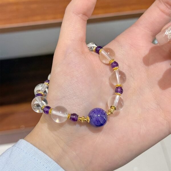 Charoite Clear Quartz Bracelet- Amplify Spiritual Energy