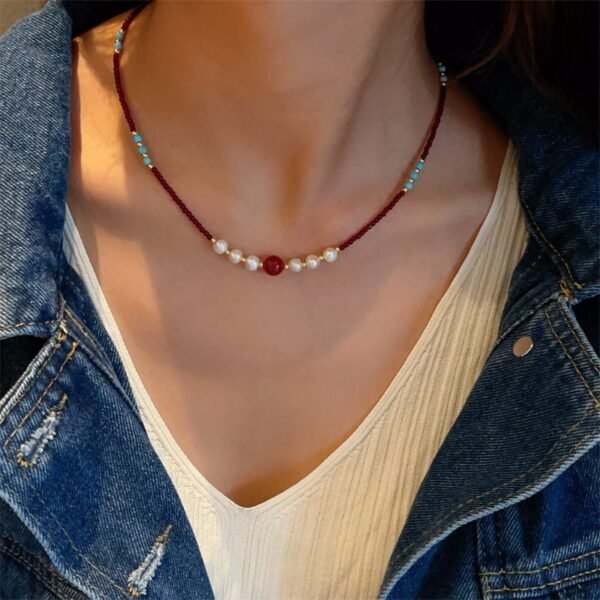 Garnet Red Agate Necklace for Protection & Strength