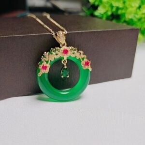 Green Chalcedony Peace Buckle Pendant for Emotional Healing & Protection