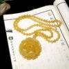huanglong jade 2 Huanglong Jade Peony Flower Necklace for Wealth & Abundance