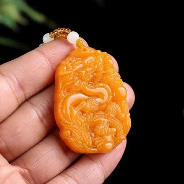 huanglong jade dragon pendant 2 Huanglong Jade Dragon Necklace for Success & Protection