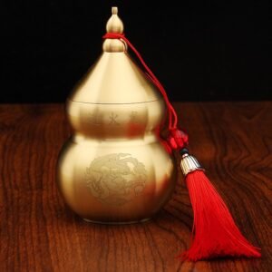 Brass Hulu Gourd Ornament for Office & Living Room for Health & Wealth