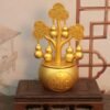 hulu decor Wealth Hulu Gourd Sculpture with "Bafang Lai Cai" Engraving