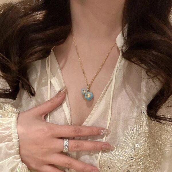 hulu pendant 2 Enamel Four-Leaf Clover Hulu Pendant Necklace for Double Luck & Protection