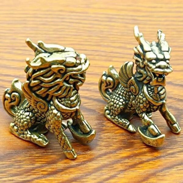 kirin decor 2 Copper Kylin Statues for Protection & Career Success