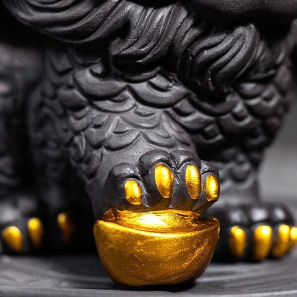 kirin decor 3 Purple Clay Kylin Statue with Bagua Tray for Protection & Energy Balance