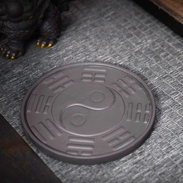kirin decor 4 Purple Clay Kylin Statue with Bagua Tray for Protection & Energy Balance