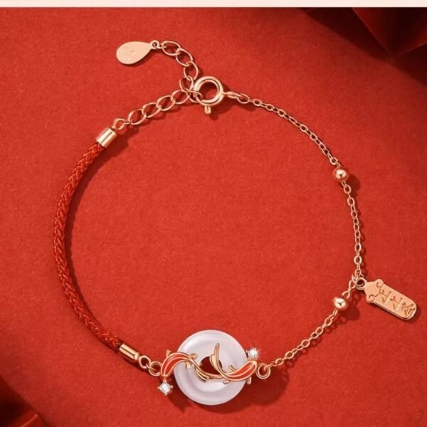Koi Fish Peace Buckle Red String Bracelet for Abundance & Safe Fortune