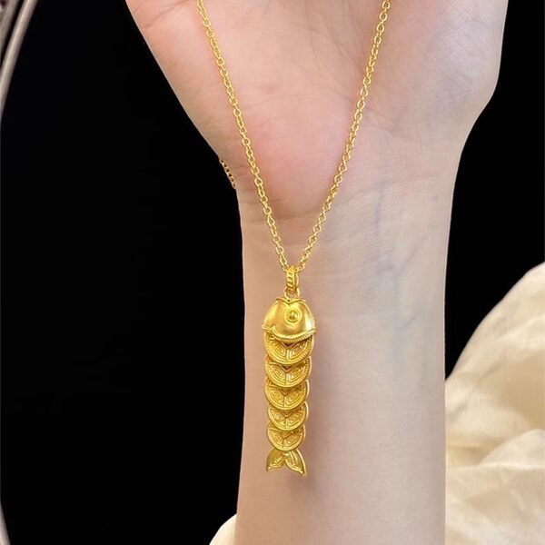 Five Emperor Coins Koi Fish Necklace for Abundant Fortune