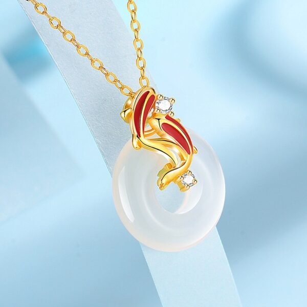 S925 Silver Lucky Koi Fish Peace Buckle Necklace for Luck & Safe Fortune