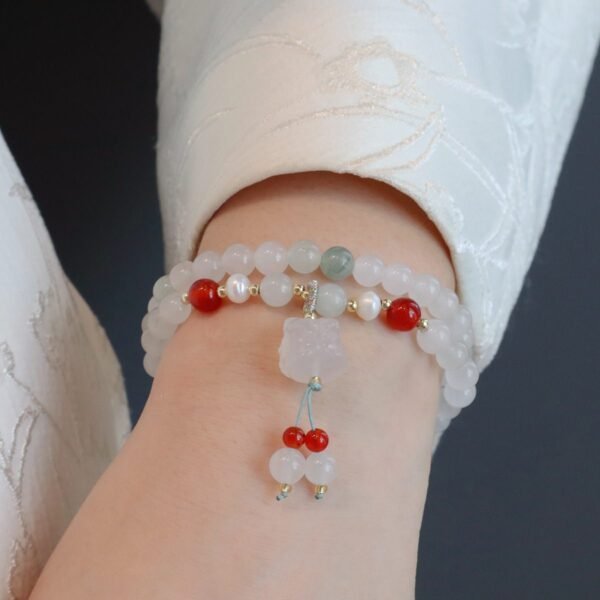 Chalcedony Awakening Lion Bracelet for Protection & Good Fortune