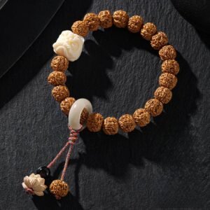 Lotus Awakening Lion Bodhi Seed Bracelet for Spiritual Protection