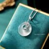 lotus chalcedony necklace 2 Chalcedony Peace Buckle Necklace with Lotus - S925 Sterling Silver