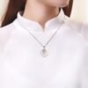 lotus chalcedony necklace 4 Chalcedony Peace Buckle Necklace with Lotus - S925 Sterling Silver