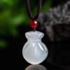 lucky bag 1 White Chalcedony Lucky Bag Necklace for Blessings & Good Fortune