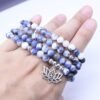 108 Blue Howlite Mala with Lotus Pendant for Calm