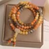 mala bead 1 108 Golden Silk Jade Mala for Wealth & Spiritual Harmony