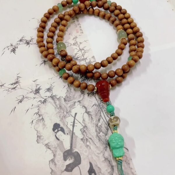 108 Sandalwood Mala Buddha Pendant for Peace & Spiritual Protection